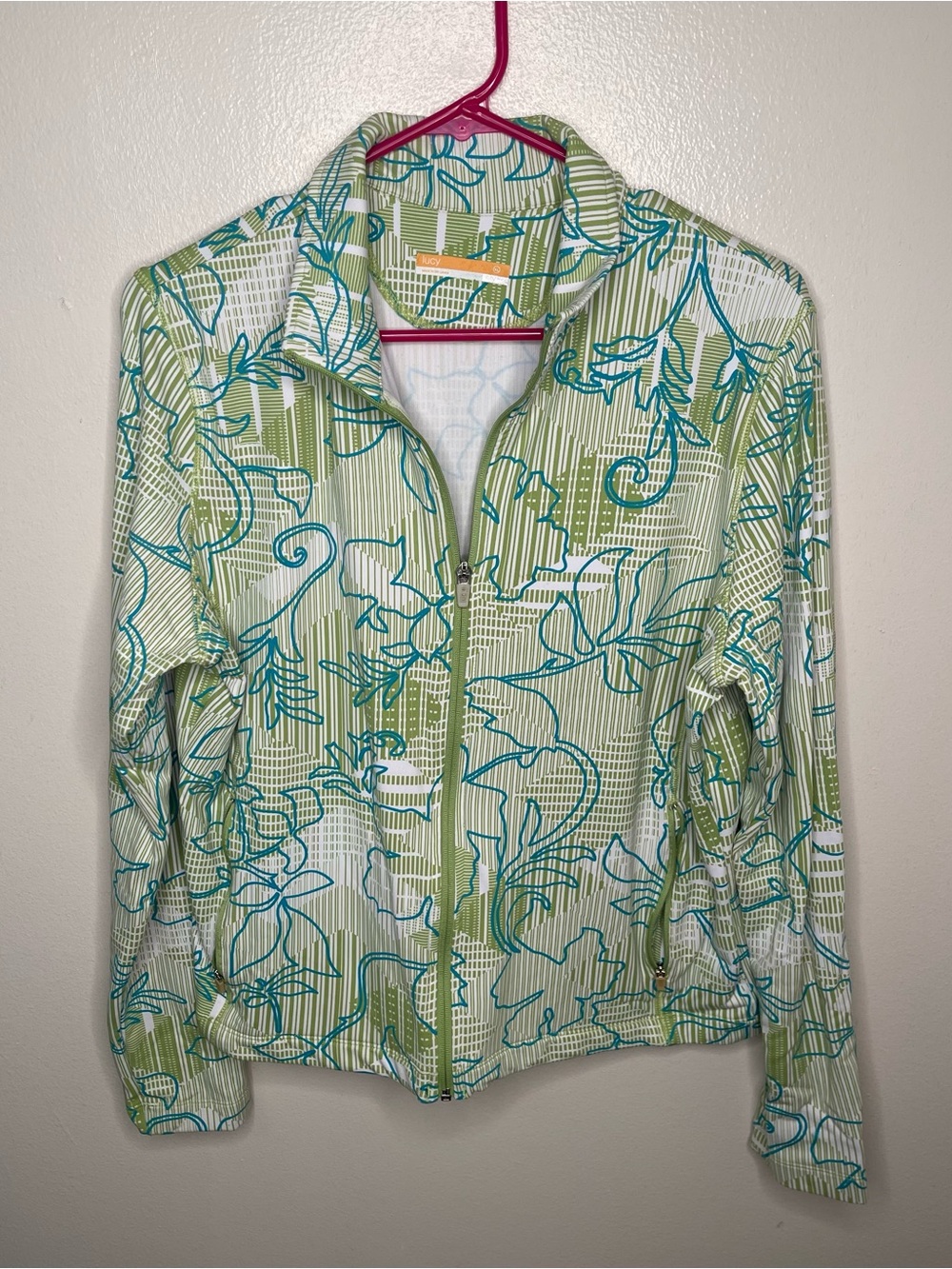 Lucy Under Dreams Lightweight Green and Blue Floral Zip Jacket - Brand: